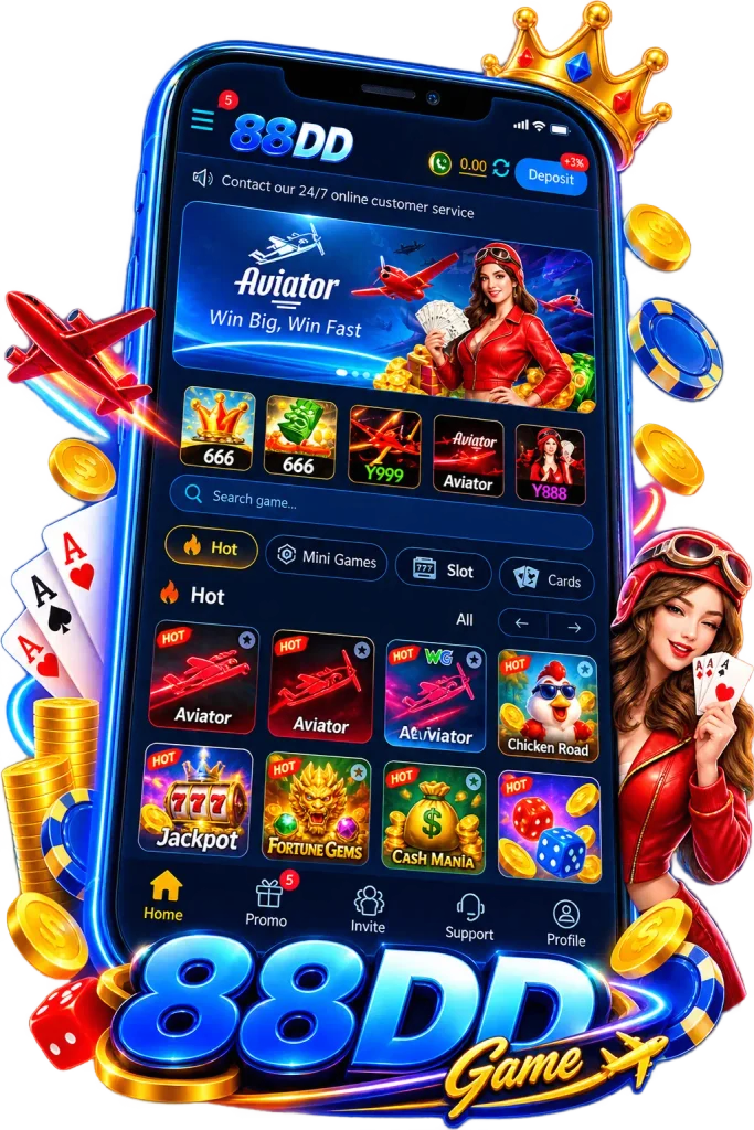 88DD Game homepage banner featuring a modern gaming interface and multiple entertainment options
