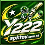 Y222 Game green sports logo with cricket bat, ball, and star