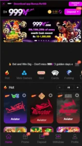 999V Game app screen for Pakistani users
